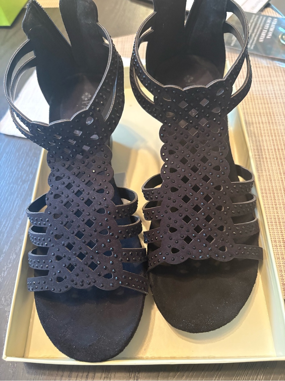 Elegant Black Cutout Platform Sandals with Ankle Strap